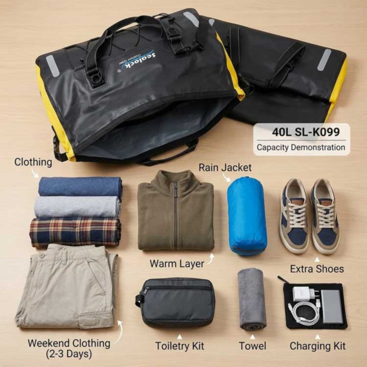​Bolsa de lona impermeable de 40 litros: guía de capacidad para aventuras de fin de semana