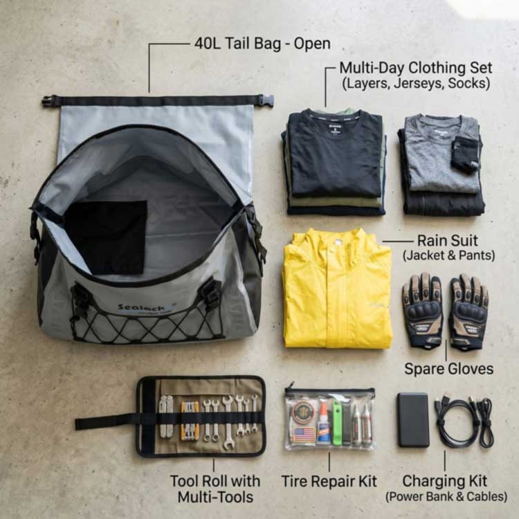 Bolsa trasera impermeable para motocicleta de 40 litros: capacidad de almacenamiento y beneficios para viajes