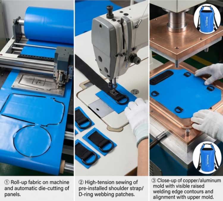 Proceso de fabricación de bolsas secas: desde el corte de materiales hasta la soldadura por RF