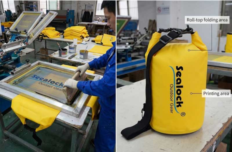 Bolsas secas promocionales con logotipo personalizado: métodos de impresión, MOQ y costo unitario