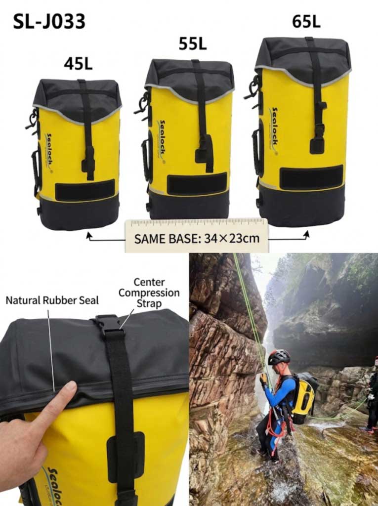 Fabricante de mochilas para espeleología y barranquismo: Paquetes soldados IPX8 para marcas de expedición